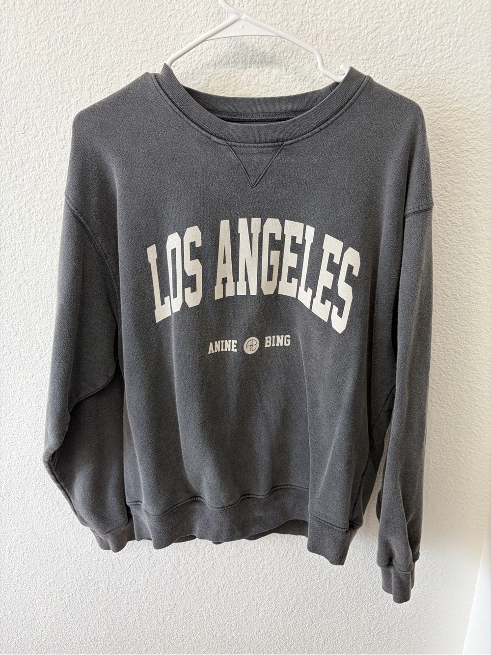 Anine Bing Los Angeles Crewneck Sweatshirt in Charcoal Gray